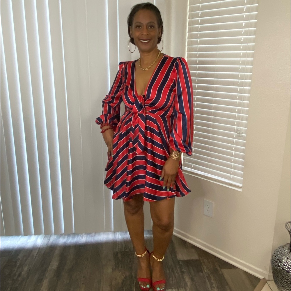 Striped satin babydoll dress 🥰